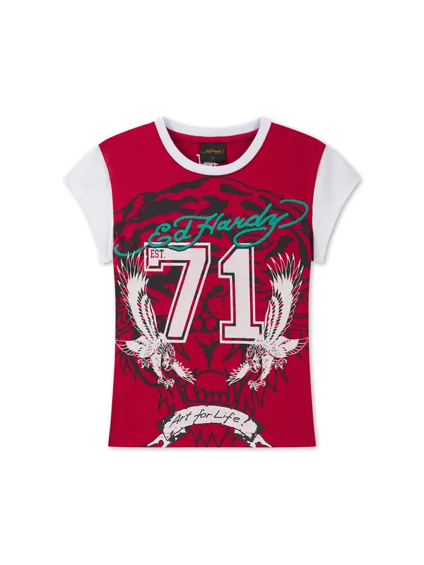 Ed Hardy Ed Hardy Majica 'Roaring Tiger'  svetlo modra / rdeča / črna / bela