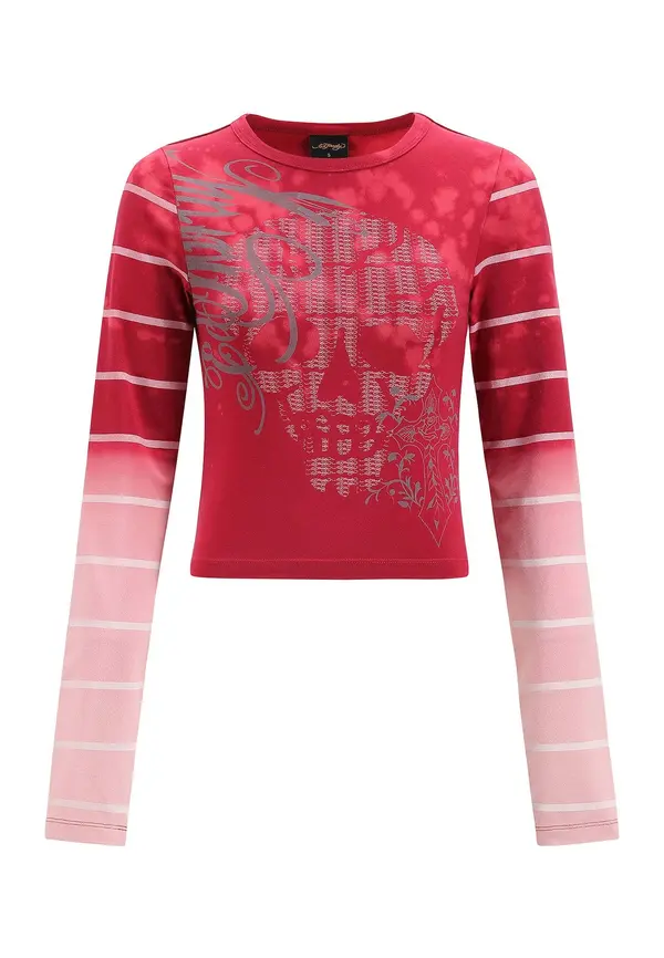 Ed Hardy Ed Hardy Majica  roza / rdeča / bela