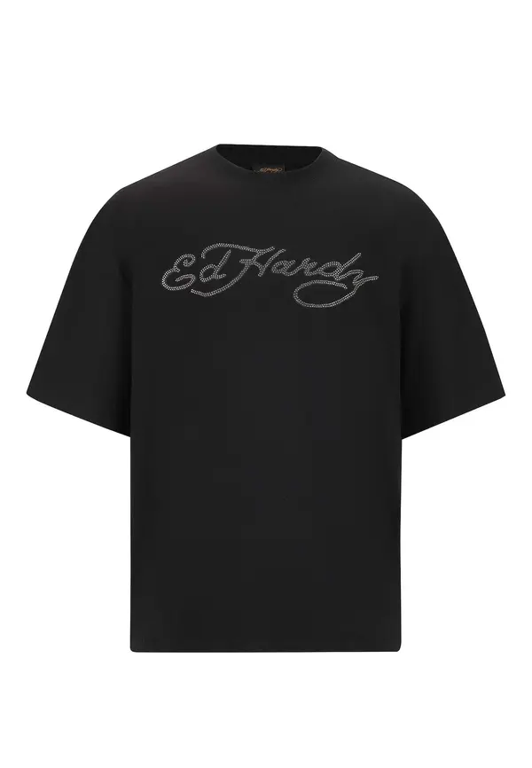 Ed Hardy Ed Hardy Majica 'Skull Flame'  limeta / oranžna / črna / bela
