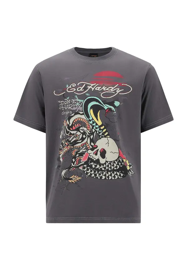Ed Hardy Ed Hardy Majica  temno siva / mešane barve