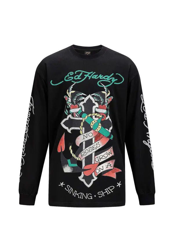Ed Hardy Ed Hardy Majica  travnato zelena / burgund / črna / bela
