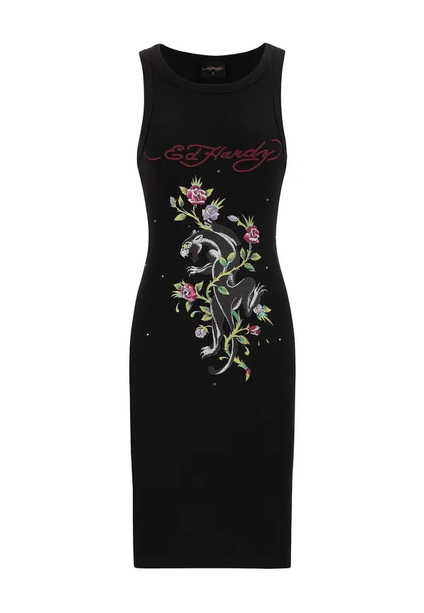 Ed Hardy Ed Hardy Obleka 'Panther und Blumen'  kivi / temno roza / črna / bela