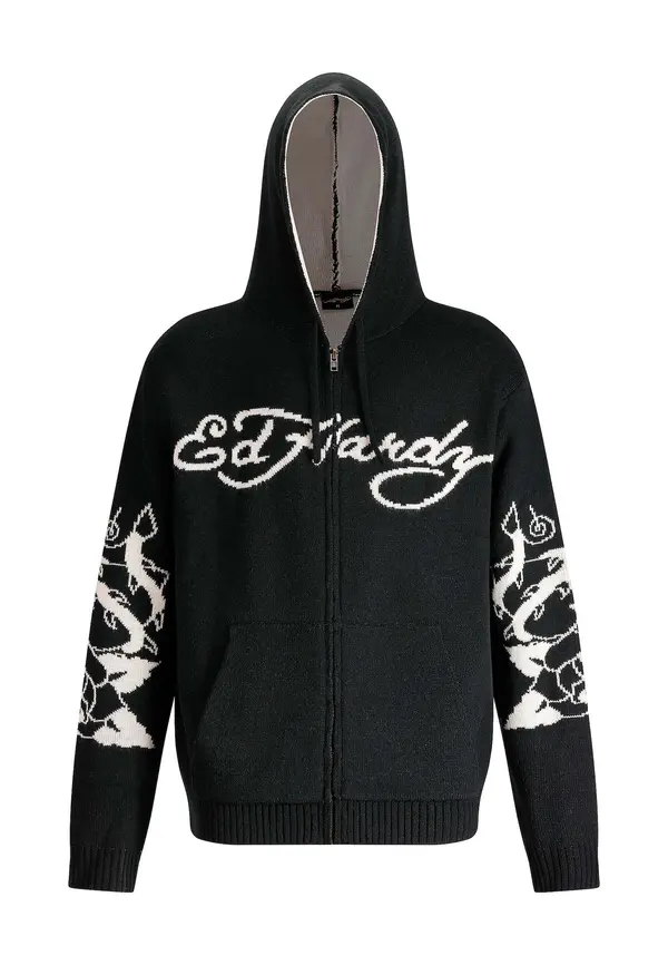 Ed Hardy Ed Hardy Pletena jopa 'Love Kills'  črna / bela