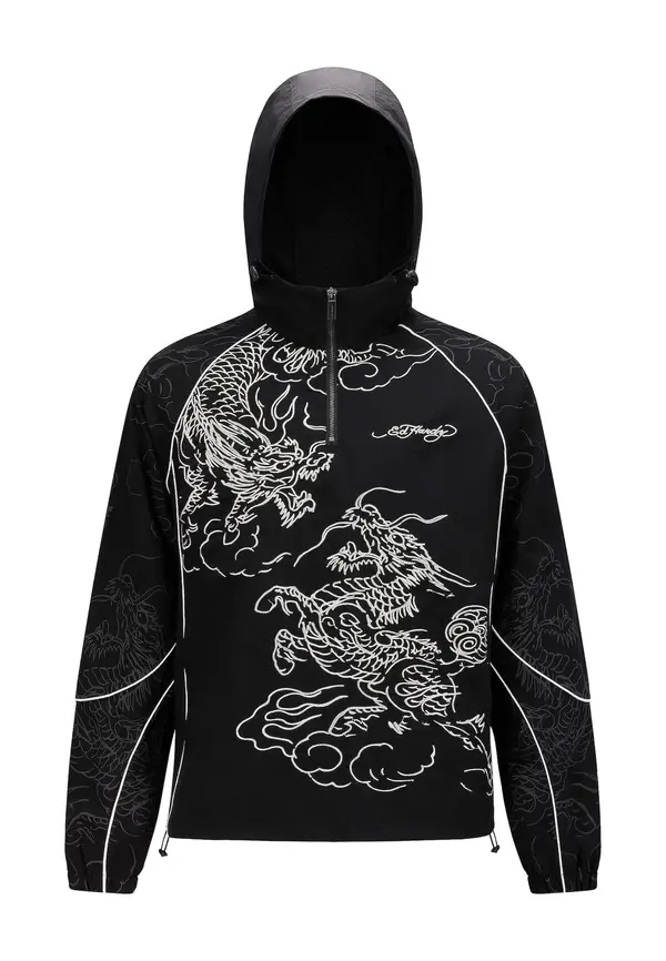 Ed Hardy Ed Hardy Prehodna jakna 'Battle Dragon'  črna / bela
