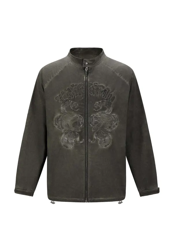 Ed Hardy Ed Hardy Prehodna jakna 'Schädel und Schlange'  temno zelena
