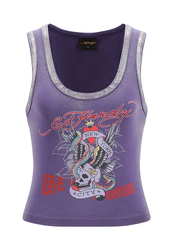 Ed Hardy Ed Hardy Top 'Ed Nyc Skull Tour'  dimno-siva / lila / rdeča