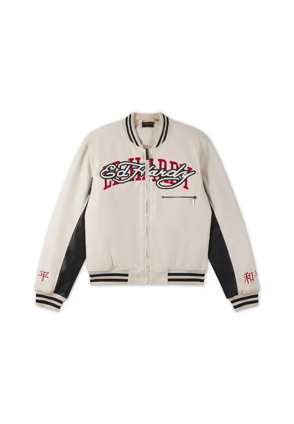 Ed Hardy Ed Hardy Zimska jakna '1971 Panther'  ecru / rdeča / črna
