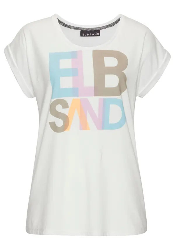 Elbsand Elbsand Majica  svetlo modra / sivka / bela