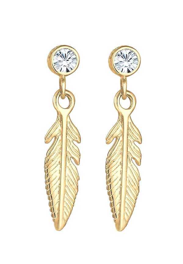 ELLI ELLI Uhani 'Feder, Solitär-Ohrring'  zlata / transparentna