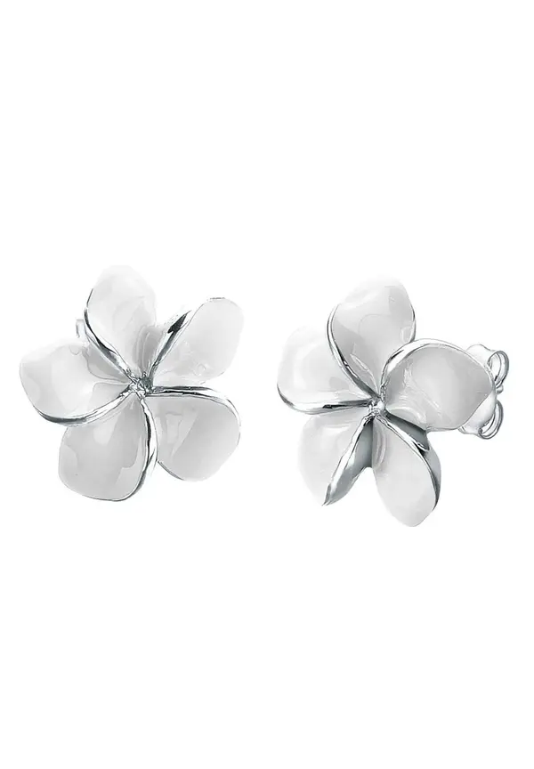 ELLI ELLI Uhani 'Frangipani Blüte'  srebrna