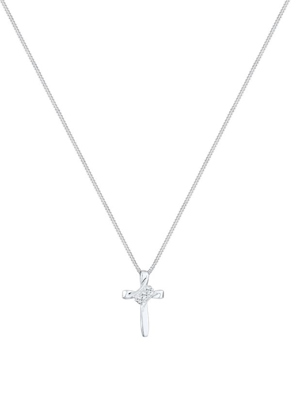 ELLI ELLI Verižica 'Kreuz'  srebrna / transparentna