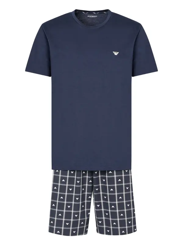 Emporio Armani Emporio Armani Kratka pižama  modra / bela