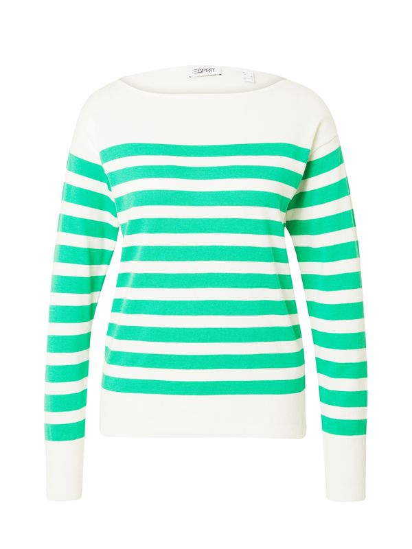 ESPRIT ESPRIT Pulover  zelena / bela