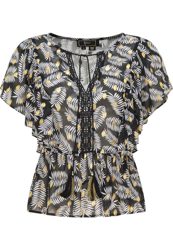 faina faina Bluza  zlato-rumena / črna / bela