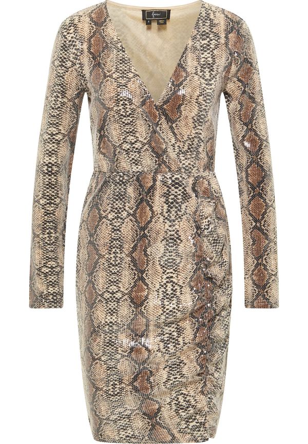 faina faina Koktejl obleka  svetlo bež / rjava / antracit