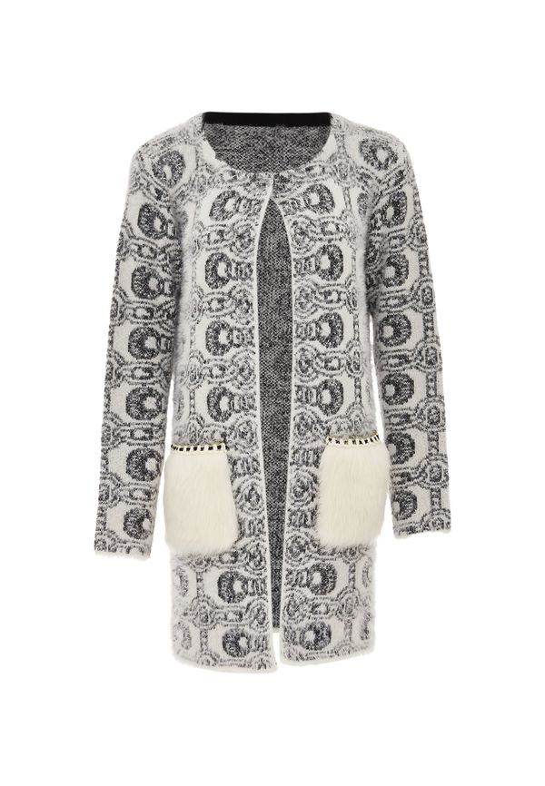 faina faina Pletena jopa  črna / volneno bela