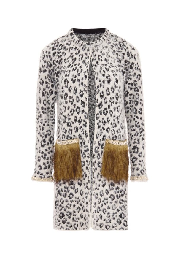 faina faina Pletena jopa  rjava / črna / biserno bela / volneno bela