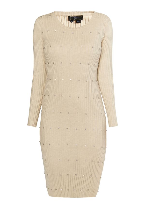 faina faina Pletena obleka  kremna