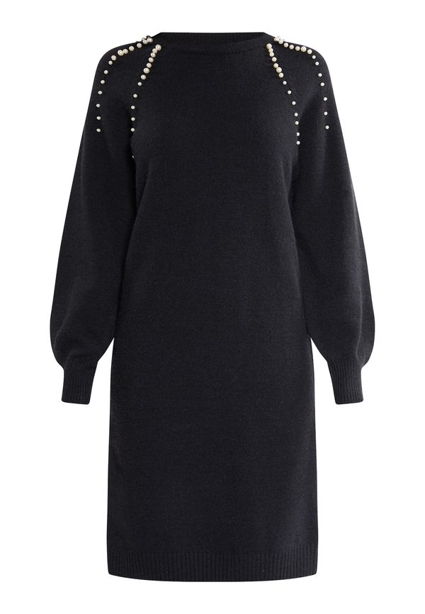 faina faina Pletena obleka 'Tuxe'  črna / biserno bela