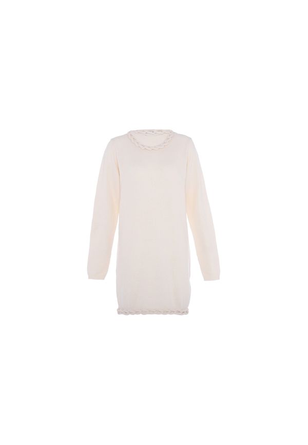 faina faina Pletena obleka  volneno bela