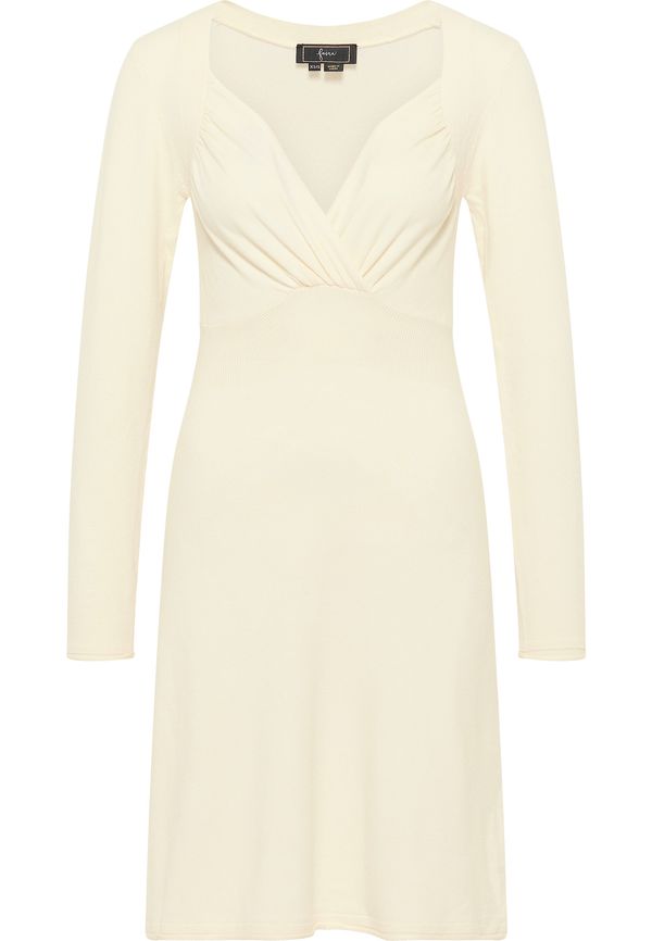 faina faina Pletena obleka  volneno bela