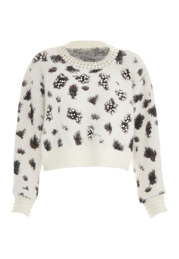 faina faina Pulover  črna / volneno bela