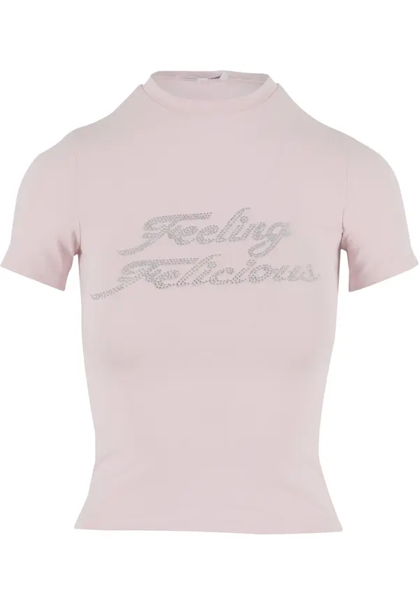 Felicious Felicious Majica 'Feeling'  pastelno roza / srebrna