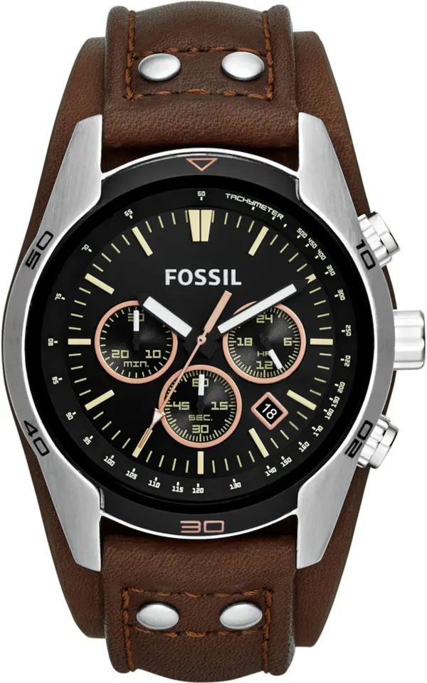 FOSSIL FOSSIL Analogna ura 'COACHMAN CH2891'  rjava / srebrna