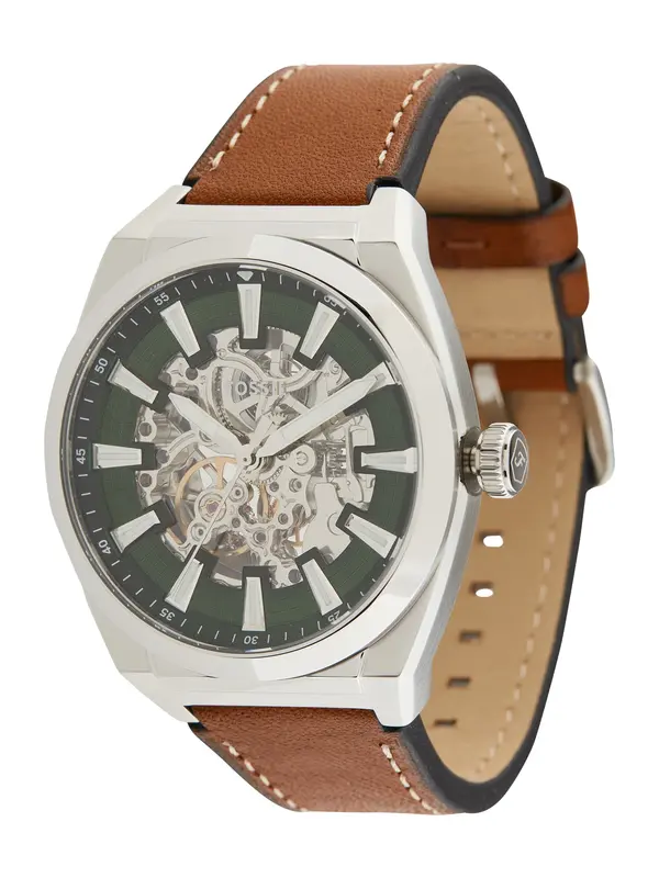 FOSSIL FOSSIL Analogna ura 'Everett'  konjak / temno zelena / srebrna