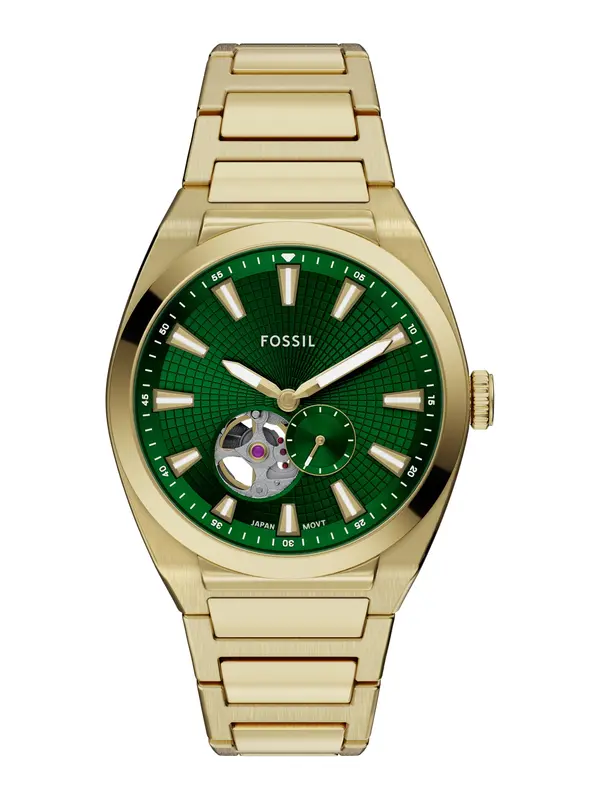 FOSSIL FOSSIL Analogna ura 'EVERETT'  zlata / temno zelena / bela