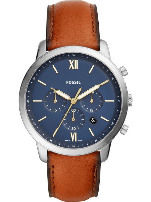 FOSSIL FOSSIL Analogna ura 'FS5453'  modra / konjak / srebrna