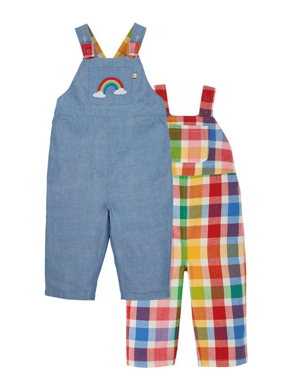 Frugi Frugi Hlače z naramnicami 'Rio'  moder denim / rumena / zelena / rdeča / bela