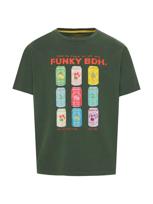 Funky Buddha Funky Buddha Majica  nebeško modra / kari / temno zelena / jastog