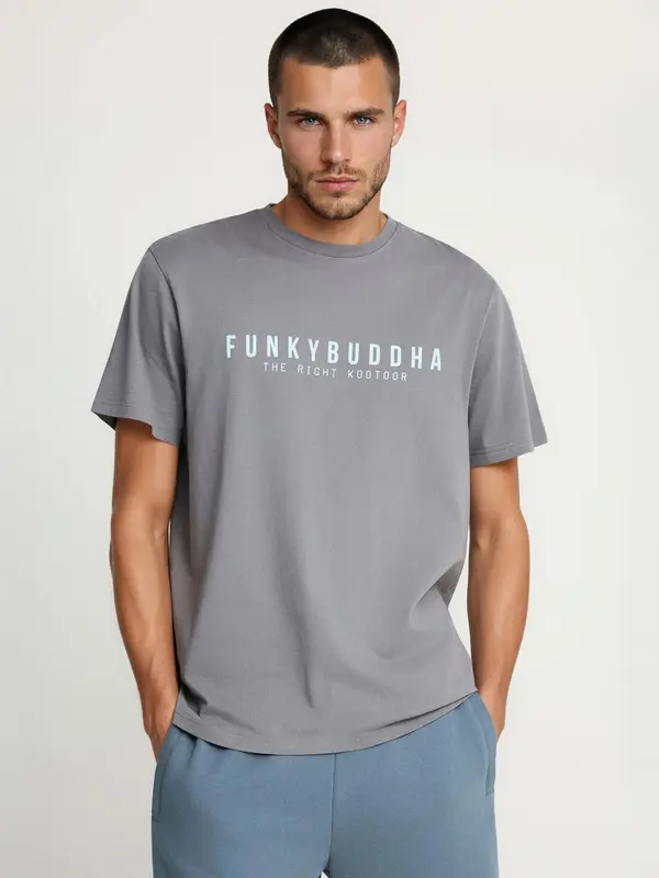 Funky Buddha Funky Buddha Majica  pastelno modra / siva