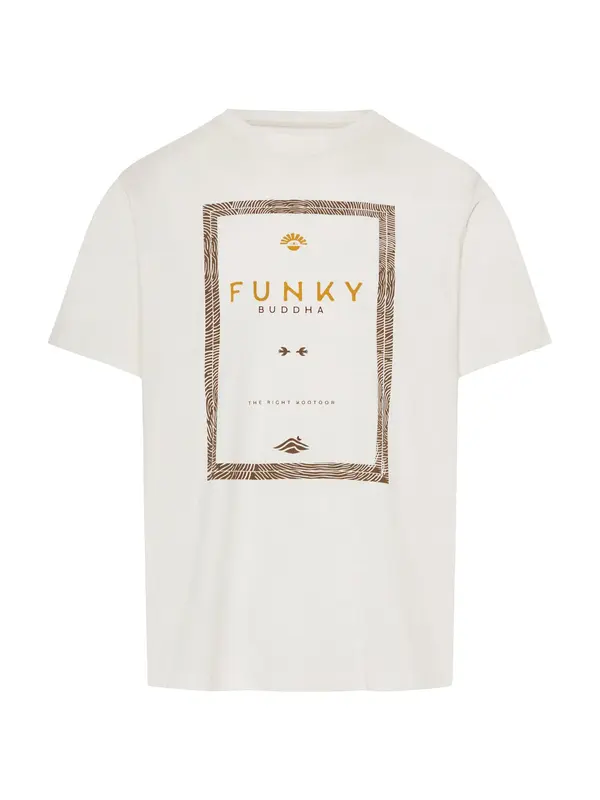 Funky Buddha Funky Buddha Majica  svetlo bež / temno rjava / žafran