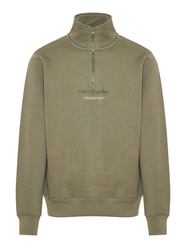 Funky Buddha Funky Buddha Majica  temno siva / zelena / bela