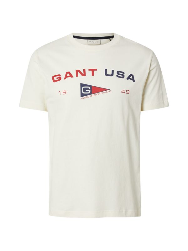 GANT GANT Majica  kremna / mornarska / rdeča