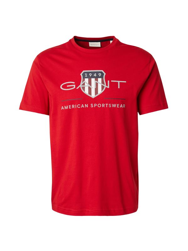 GANT GANT Majica  mornarska / svetlo siva / rubin rdeča / bela