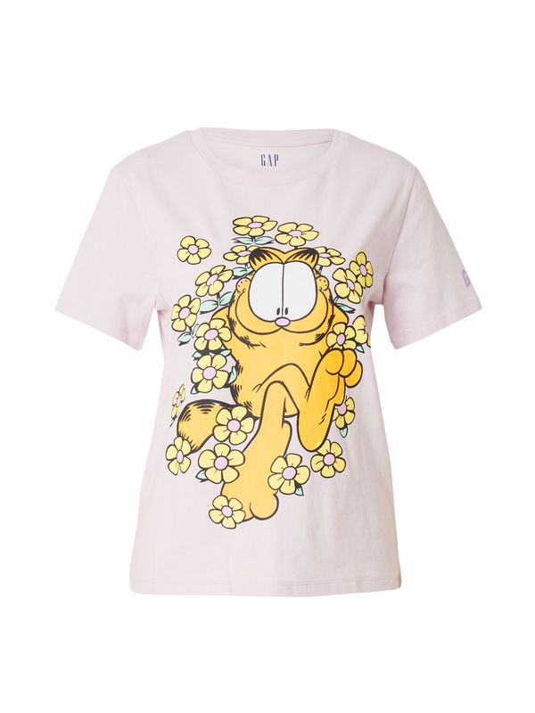 GAP GAP Majica 'GARFIELD'  pastelno rumena / temno rumena / sliva / črna