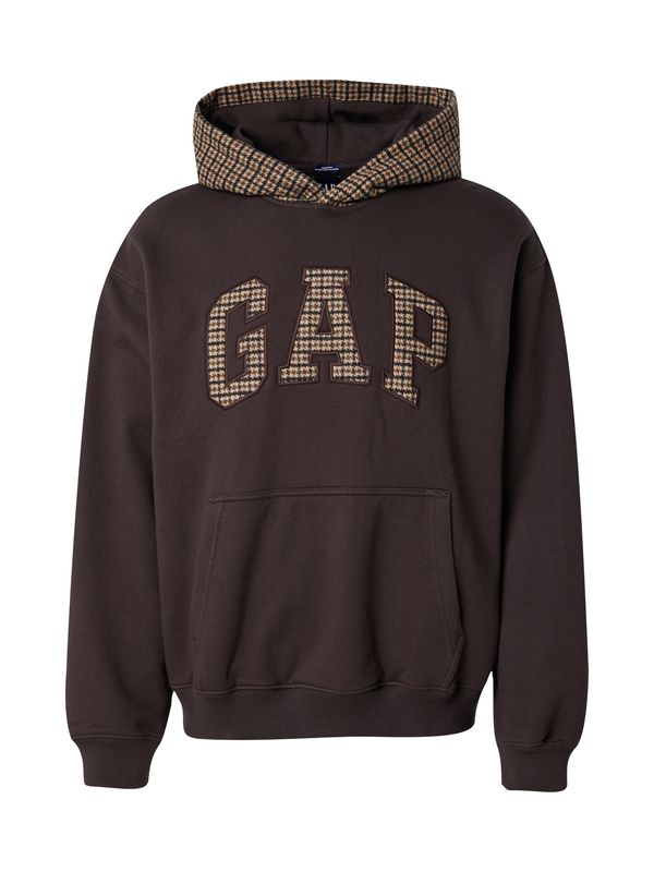 GAP GAP Majica 'HOUNDSTOOTH'  ecru / temno rjava / črna