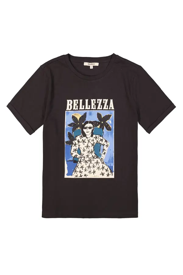 GARCIA GARCIA Majica  modra / temno zelena / črna / naravno bela
