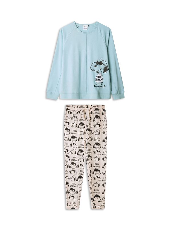 Gisela Gisela Pižama  svetlo bež / svetlo modra / črna