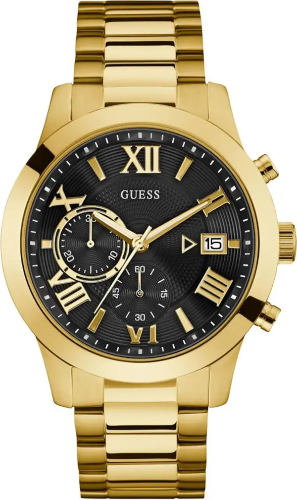 GUESS GUESS Analogna ura 'Atlas'  zlata / črna