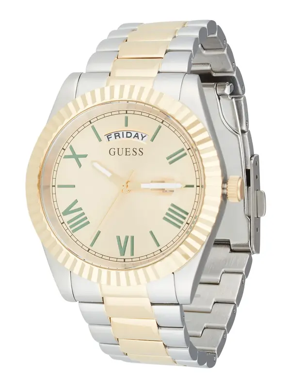GUESS GUESS Analogna ura 'Connoisseur'  zlata / trst / srebrna
