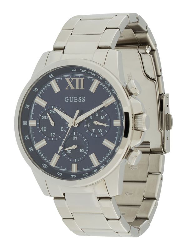 GUESS GUESS Analogna ura 'WALKER'  mornarska / srebrna
