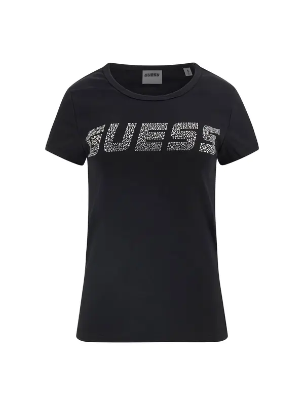 GUESS GUESS Funkcionalna majica 'KIARA'  črna / srebrna