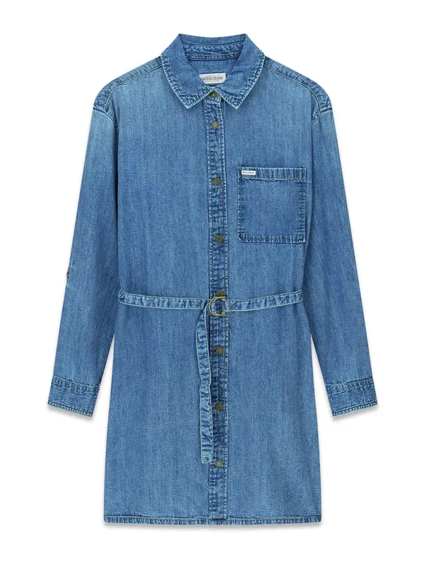 GUESS JEANS GUESS JEANS Dolga srajca  moder denim