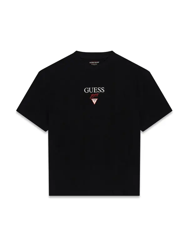 GUESS JEANS GUESS JEANS Majica 'BAKER'  temno rdeča / črna / bela
