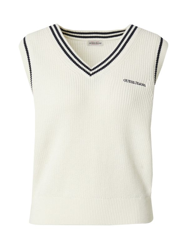 GUESS JEANS GUESS JEANS Pleten brezrokavnik  črna / bela