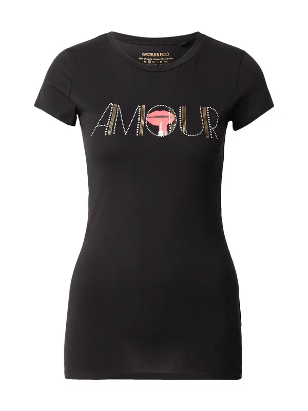 GUESS GUESS Majica 'AMOUR'  zlata / svetlo rdeča / črna / srebrna